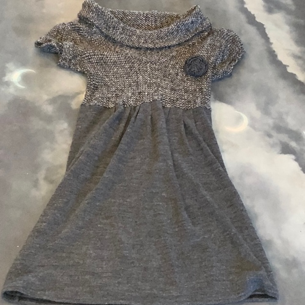 Handmade grey knit sweater mini length knit dress. Homemade. Size XS/S/2